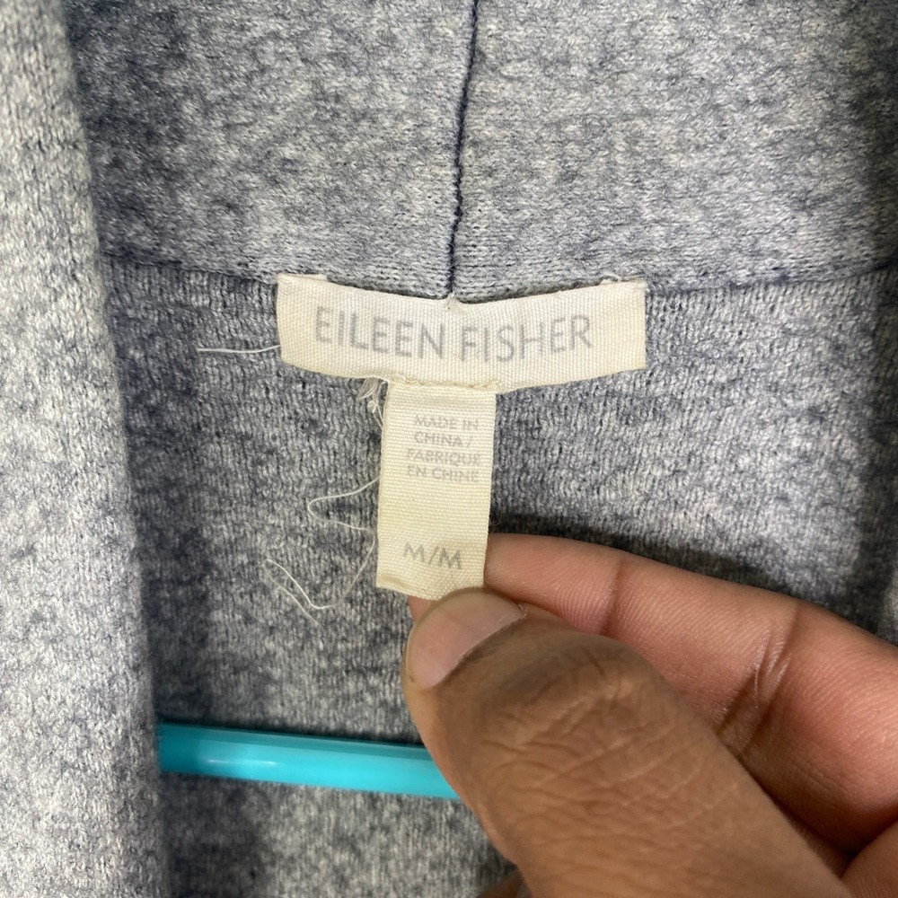Eileen Fisher Merino Wool Cashmere Blend Open Front Cardigan Gray Charcoal M - Picture 2 of 10